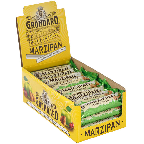 №1 TM Grondard     (9388) Батончики глазированные Марципановые Яблоко-Корица, (24шт по 50г)     в Куйбышеве