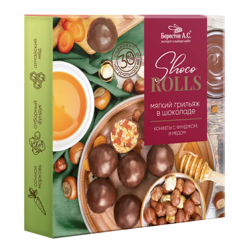  Берестов Shoco Rolls конфеты с фундуком, цукатами моркови  и медом 135г  в Куйбышеве
